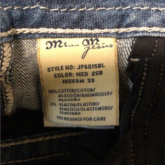 Miss me women’s 30 inseam 33 rhinestone embroidered embellished western jeans - Picture 5 of 8